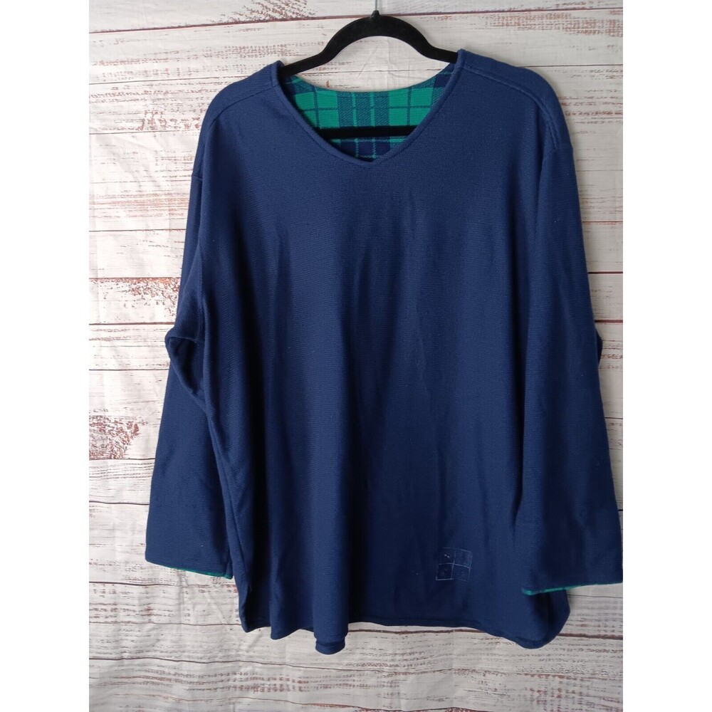 Vintage Sweater Shirt Women’s 1X Blue Made In USA Long Sleeve 100% Cotton